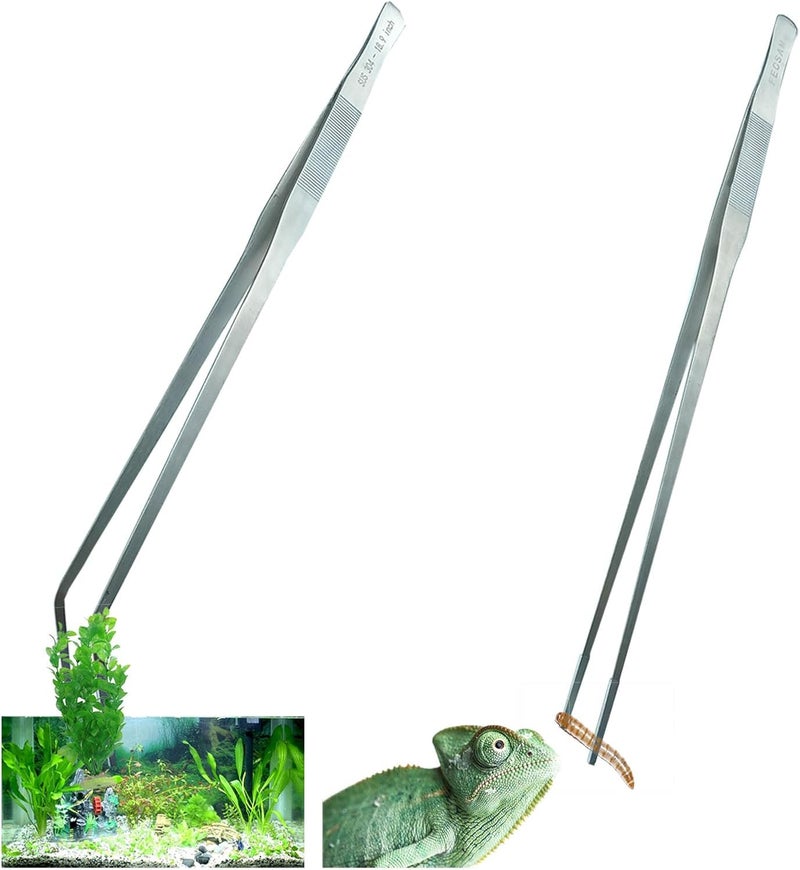 Fecsam Extra Long Tweezers with Rubber Cover Tips, Feeding Tongs - 2 Pack/18.9 inch Aquarium Stainless Steel Large Aquascape Tools for Fish Tank, Terrarium，Aquascaping, Reptile, Bearded Dragon - Image 1